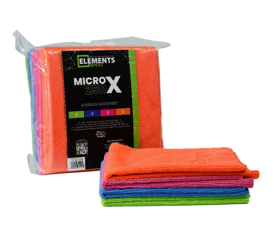 Elements Xpert MICRO X 250 | Mixed Colour | 250gsm Microfibre Cloth | 12 Pack