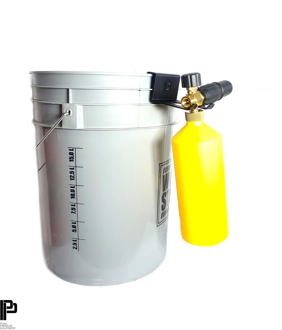 Poka Premium Equipment - Bucket-mounted foam sprayer holder