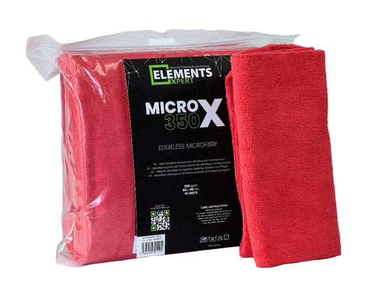 Elements Xpert MICRO X 350 | Red | 350gsm Premium Microfibre Cloth | 10 Pack