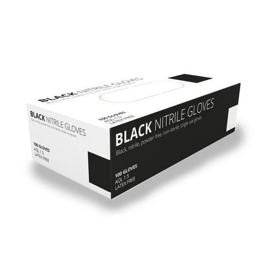 Black Nitrile Gloves Box 100pk (Medium)