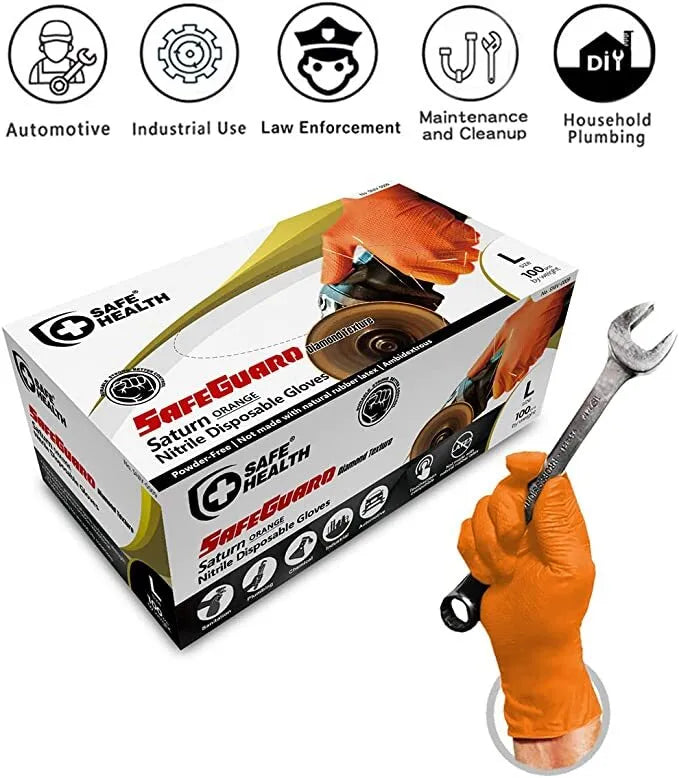 SafeGuard Orange Grip Gloves Box 100pk