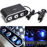 DTS 3 Socket cigarette Lighter Splitter with USB (on off switch)